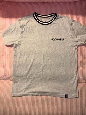 Rocawear Heather Grey Ringer T-Shirt with Black and White Collar Trim